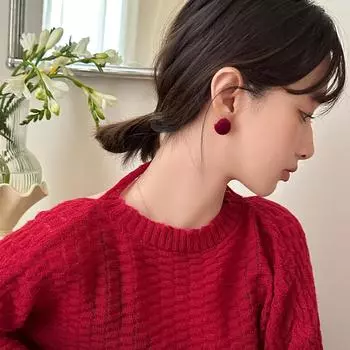 Легкие роскошные высококачественные осенне-зимние флокированные круглые серьги-гвоздики женские в гонконгском стиле модные темпераментные новые серьги универсальные серьги copper
