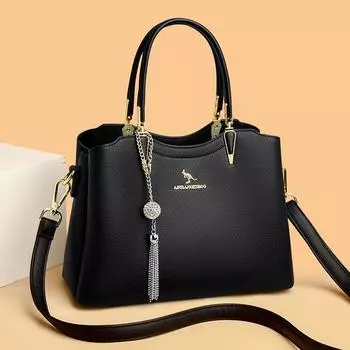 Легкие роскошные высококачественные женские сумки из искусственной кожи 2024 года, новая осенняя женская сумка-тоут с мягкой ручкой, деловая дорожная сумка на одно плечо, которую можно носить через плечо чёрный