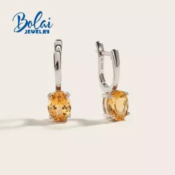 Легкие роскошные женские серьги с натуральным цитрином, простой дизайн, серебро 925 пробы, повседневная одежда, изысканные украшения M жёлтый