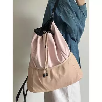 Легкие рюкзаки большой вместимости с завязками на шнурке, женская модная сетчатая сумка через плечо One Size розовый