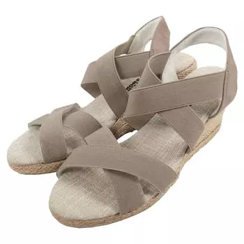 Легкие сандалии на танкетке с перекрестными эластичными ремешками и джутовой подошвой для женщин S бежевый [Kobe Lettuce] [I1296]