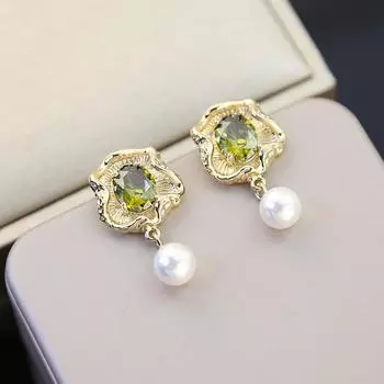Легкие серьги с циркониевым жемчугом в роскошном стиле, серьги-камуфляжи высокого класса, модные и универсальные женские серьги. 18K