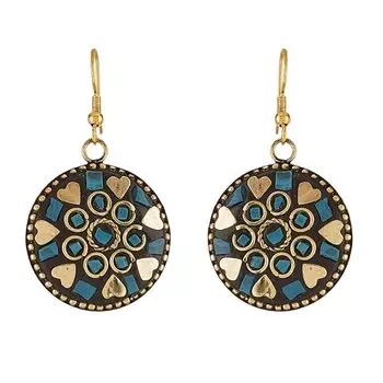 Легкие свисающие серьги ручной работы из недрагоценного металла в тибетском стиле для женщин