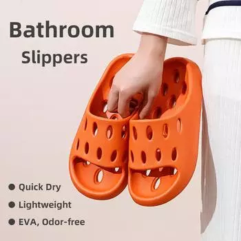 Легкие тапочки для ванной из ЭВА без запаха, быстросохнущие, с дренажным отверстием, модные домашние тапочки для ванной, для женщин и мужчин 42-43 чёрный