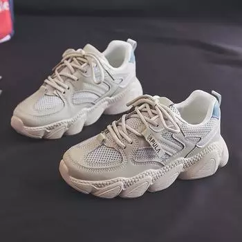 Легкие туфли для папы, женская обувь, сетчатая обувь, дышащая сетчатая платформа, белые туфли, новая спортивная обувь для женщин 35 бежевый