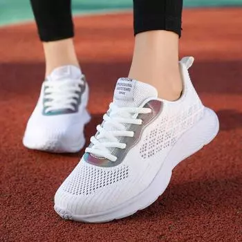 Легкие вязаные женские кроссовки с дышащей сеткой, женская повседневная спортивная обувь для бега, эластичные удобные кроссовки 35 белый