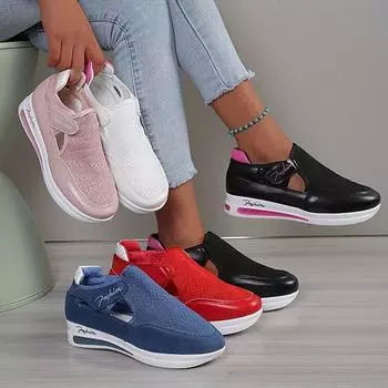 Легкие женские вязаные кроссовки, удобные дышащие повседневные кроссовки с застежкой на липучке 35 белый