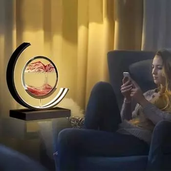 Легкий 3D движущийся песочный арт настольный орнамент струящаяся песочная картина песочная рамка лампа песочные часы украшения Blue-Black Frame