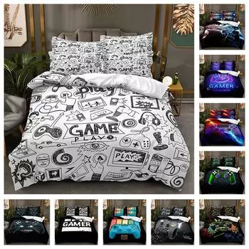 Легкий 3D игровой комплект постельного белья с игровой ручкой, пододеяльник DE135 * 200, полноразмерный чехол для кровати, одинарный/двойной с молнией, мягкий пододеяльник Baby 100x135cm