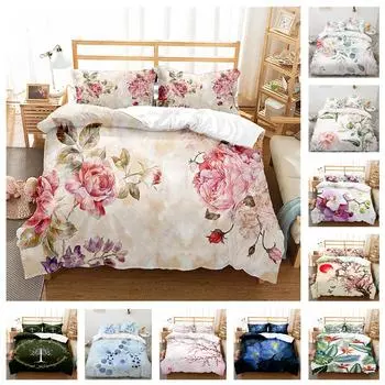 Легкий 3D комплект постельного белья с цветочным пухом, пододеяльник AU/DE/EU, полноразмерные роскошные растительные покрывала, одинарное/двойное пододеяльник Baby 100x135cm