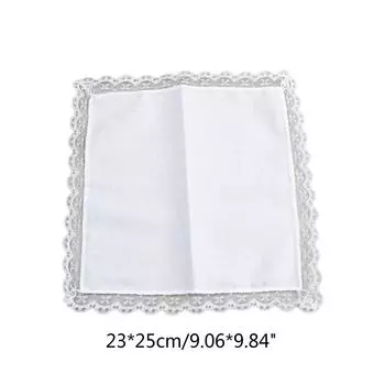 Легкий белый носовой платок, хлопковый носовой платок с кружевной отделкой, моющийся носовой платок на груди, карманное полотенце для взрослых, свадебная вечеринка белый