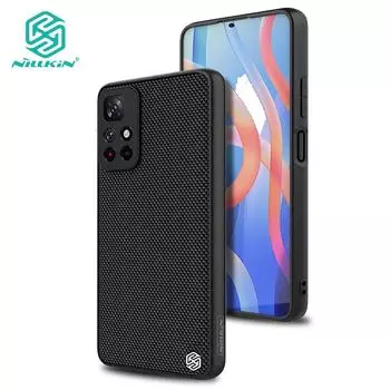 Легкий чехол Nillkin из нейлонового волокна для телефона Xiaomi POCO M4 Pro 5G Redmi Note 11 5G TPU + PC, текстурированный ультратонкий нескользящий защитный чехол Redmi Note 11 5G чёрный