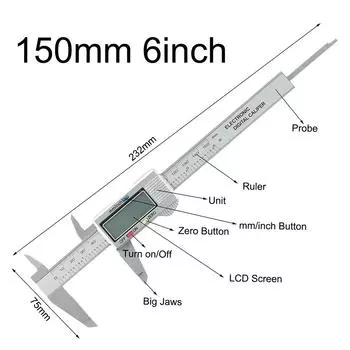 Легкий цифровой штангенциркуль 150 мм со стопорным винтом для пакетного измерения