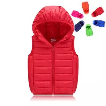 Легкий детский пуховый хлопковый жилет для маленьких детей, верхняя одежда с капюшоном для девочек и мальчиков 170 оранжевый