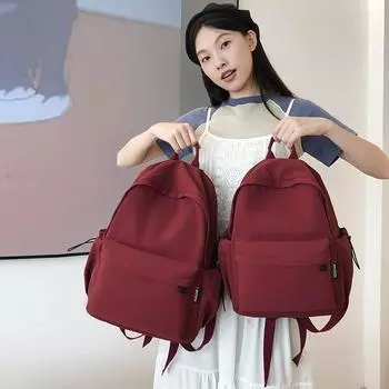 Легкий дорожный рюкзак для женщин, большой емкости, однотонный школьный рюкзак для студентов Small чёрный