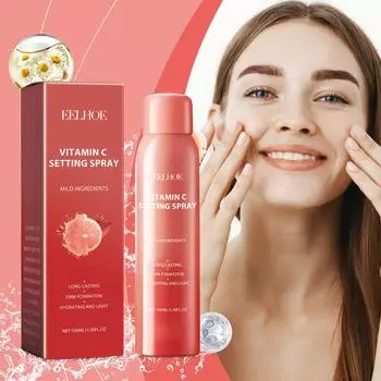 Легкий фиксирующий спрей для кожи, содержащий витамин С и гиалуроновую кислоту, водостойкий и устойчивый к поту, естественно выглядящий, долговечный, быстродействующий 100ml