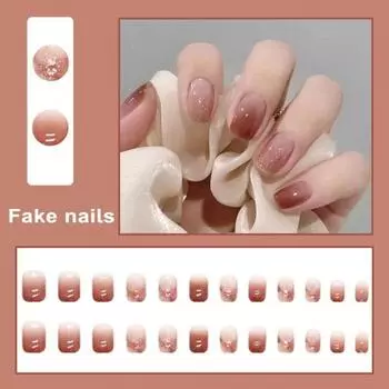 Легкий градиентный накладной ноготь Быстрый легкий красно-коричневый маникюр Короткий стиль Минималистичный элегантный накладной ноготь красный