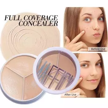 Легкий и безупречный трехцветный консилер, контурирующий чехол, пятна на лице, прыщи, контроль жирности, увлажняющее отбеливание, стойкая водостойкая студенческая косметика 3-concealer
