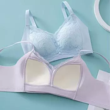 Легкий и дышащий большой размер большая грудь маленькая чашка-сэндвич удобная сборка кружевной текст 34/75BCD шампанского