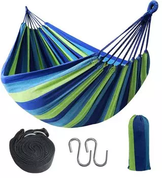 Легкий и компактный гамак Socpuro с кабельными стяжками для 2-3 человек, гамак из хлопчатобумажной ткани для кемпинга, подвесной гамак, классический тип Nap