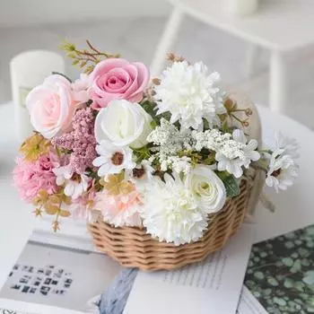 Легкий искусственный цветок, не выцветающий, красивый искусственный букет роз, реквизит для фотографии белый