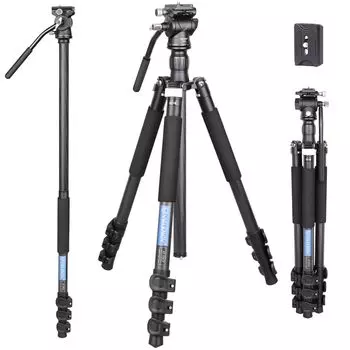 Легкий карбоновый штатив VIELKNOV с жидкостным видео, компактная дорожная карбоновая камера, видео, регулируемый рычажный замок, подходит для грузоподъемности 15 кг