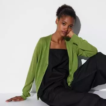 Легкий кардиган UNIQLO с v-образным вырезом и длинными рукавами