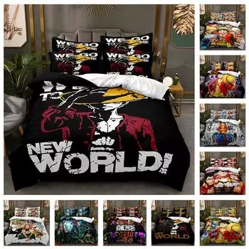 Легкий комплект постельного белья с 3D-мультфильмом, детский пуховый пододеяльник, комплект из 2/3 предметов, комната для мальчиков с аниме-фанатом DE135 * 200, мягкий и удобный чехол UK Single 135x200cm