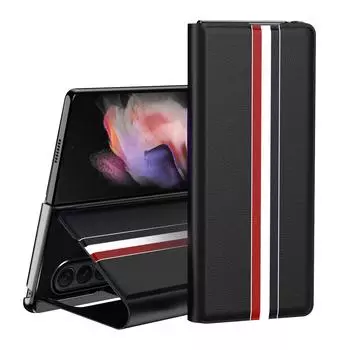 Легкий кожаный защитный чехол-бумажник для Samsung Galaxy Z Fold 4 5g Fold4 Fold3 Fold2 Fold 3 2, модные аксессуары для телефонов for Samsung Z Fold 3 чёрный