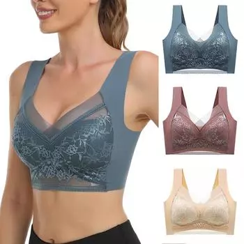 Легкий кружевной сетчатый бюстгальтер женский бесшовный бюстгальтер без косточек с полным покрытием бесшовный бюстгальтер Ice Silk с влагоотводом XL коричневый