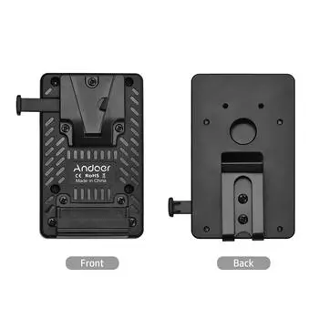 Легкий мини-адаптер Andoer с V-образным замком и пластиной для аккумулятора, разветвитель источника питания с зажимом для ремня чёрный