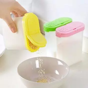 Легкий многоразовый пластик большой емкости с крышкой Резервуар для хранения продуктов питания для хранения соли Коробка для хлопьев красный