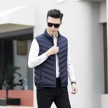 Легкий мужской жилет для молодежи и среднего возраста, пуховая хлопковая майка, повседневная деловая спортивная мужская утепленная верхняя одежда, жилет XL