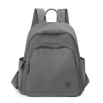 Легкий нейлоновый рюкзак Женский Большой вместимости Однотонный рюкзак Студенческий школьный рюкзак серый