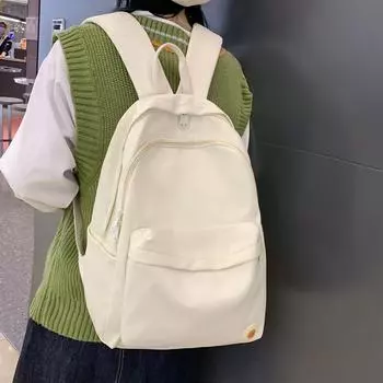 Легкий однотонный школьный рюкзак, женский рюкзак, студенческий книжный рюкзак бежевый