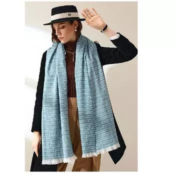 Легкий полосатый клетчатый шарф с бахромой Милый шарф из искусственного кашемира 70*185cm чёрный