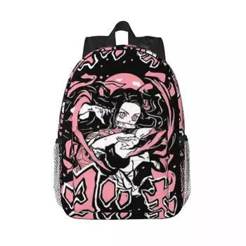 Легкий повседневный школьный рюкзак Demon Slayer Printed для школы, походов на природу, покупок, офиса, 15 дюймов