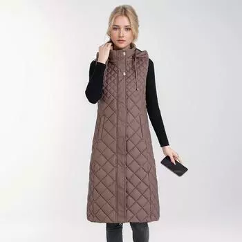 Легкий пуховый жилет из хлопка средней и длинной длины, женская одежда, весенняя и осенняя мода, высококачественный жилет, жилет, куртка L светло-серый