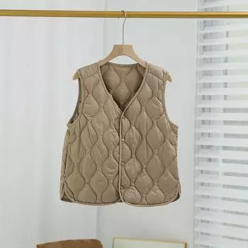 Легкий пуховый жилет женский 2024 новый весенний пуховый жилет женский без рукавов жилет сверху вниз женский короткий M хаки
