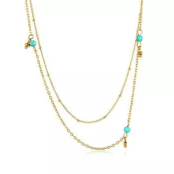 Легкий роскошный бирюзовый браслет, позолоченное ожерелье из титановой стали, женская цепочка на ключицу, комплект украшений из нержавеющей стали. Plated with 14k real gold