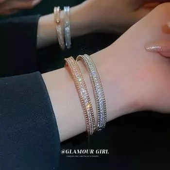 Легкий роскошный браслет из высококачественного циркона. Индивидуальный минималистичный элегантный браслет. Браслет с модным дизайном в европейском и американском стиле.