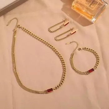 Легкий роскошный браслет, ожерелье, серьги, комплект ювелирных изделий, модный высококачественный комплект ювелирных изделий из титановой стали оптом