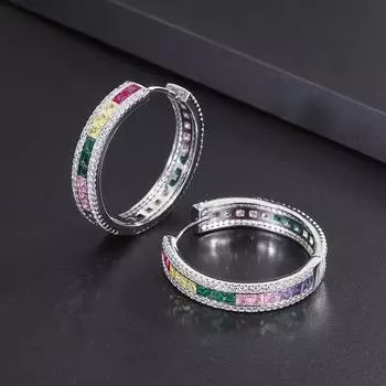 Легкий роскошный цветной браслет Treasure, женский двухсторонний браслет с постепенным изменением цвета, микро-инкрустированные сверкающие бриллиантовые циркониевые серьги, регулируемый размер кольца