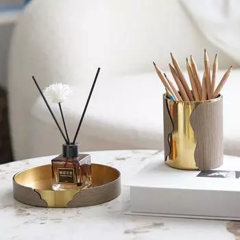 Легкий роскошный держатель для ручек, набор для хранения, имитация дерева, украшение, модель комнаты, кабинета, спальни, офиса, украшения