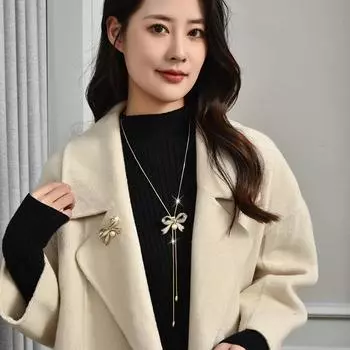 Легкий, роскошный и нишевый аксессуар для одежды из двух частей. Модный и универсальный лук, длинное ожерелье с жемчужной кисточкой для женщин. 90cm