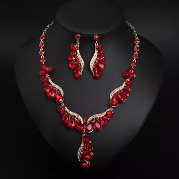 Легкий роскошный комплект из сережек-чокеров с подвесками из драгоценных камней, платье для банкета, женские аксессуары красный