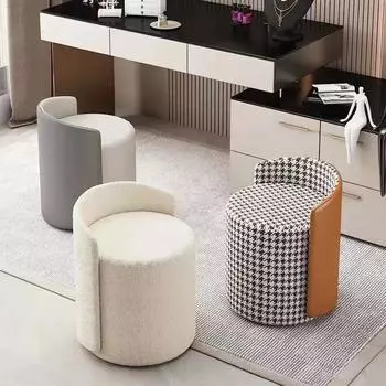 Легкий роскошный косметический табурет со спинкой, бытовой, небольшой, бесшумный табурет для туалетного столика, высококачественные овечьи табуреты для макияжа