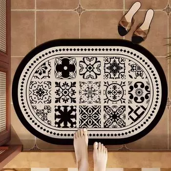 Легкий роскошный коврик из диатомита, впитывающий, нескользящий, овальный коврик для ванной, домашний ковер в стиле ретро 400MMx600MM