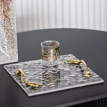 Легкий роскошный креативный водяной рябь полупрозрачный поднос украшения клуб вилла отель ручка поднос для хранения модель комнаты аксессуары