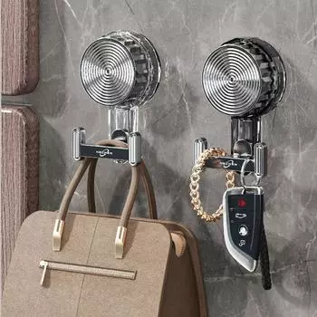 Легкий роскошный крючок на присоске без следов, водонепроницаемый вакуумный вращающийся крючок для одежды, свободный от перфорации, двойной крючок, настенный крючок для ванной комнаты